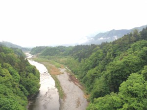 正面奥の山が武甲山です