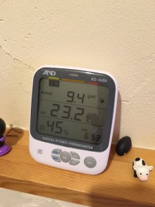 温度２３．２℃　湿度４５％　絶対湿度　９．４ｇ/㎥　